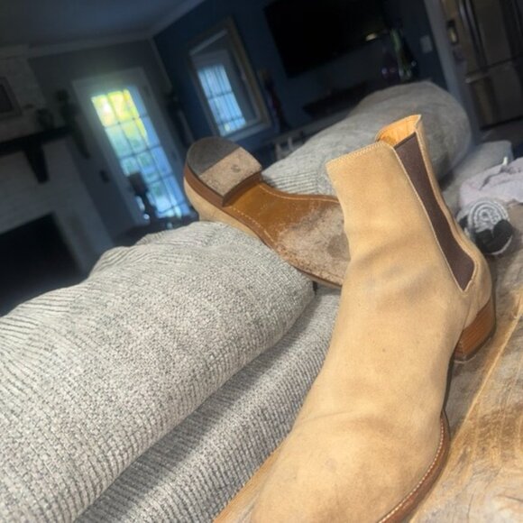 Saint Laurent mens Chelsea tan suede Boots Size 42 preowned main image 5